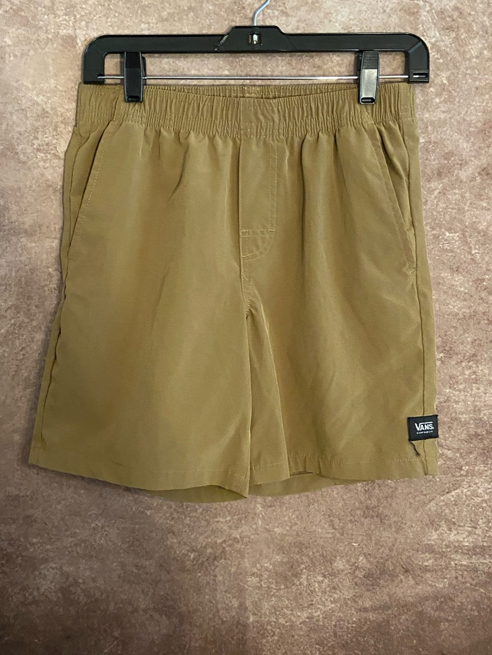 Vans-Boys relaxed sport shorts-pull on-tan khaki-Boys size L-EUC